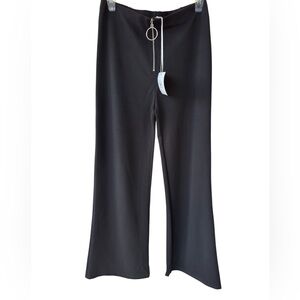 NWT Black Wide-Leg Pants with Zipper Detail sz L